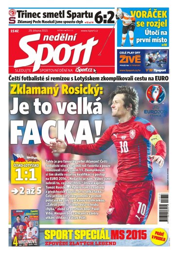 Obálka e-magazínu Nedělní Sport 29.3.2015