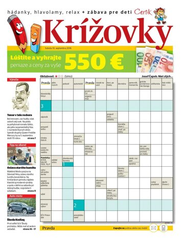 Obálka e-magazínu Krížovky 10. 9. 2016