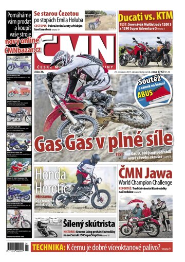 Obálka e-magazínu ČESKÉ MOTOCYKLOVÉ NOVINY 26/2017