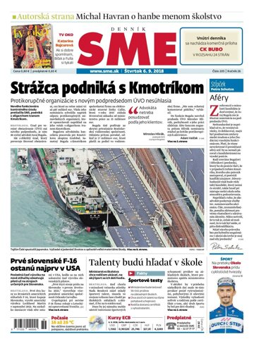 Obálka e-magazínu SME 6.9.2018
