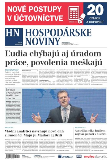 Obálka e-magazínu Hospodárske noviny 15.01.2019