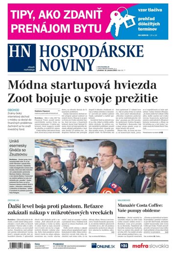Obálka e-magazínu Hospodárske noviny 21.01.2019