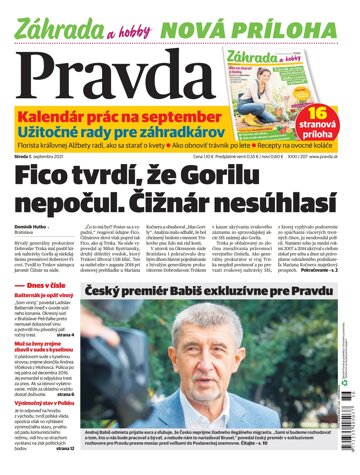 Obálka e-magazínu Pravda Dennik 8. 9. 2021