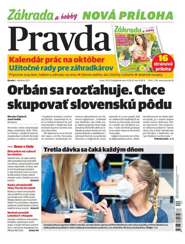 Obálka e-magazínu Pravda 6. 10. 2021