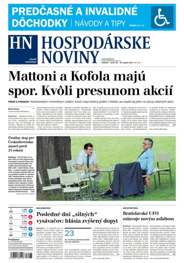 Obálka e-magazínu Hospodárske noviny 28.08.2017