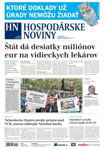 Obálka e-magazínu Hospodárske noviny 20.11.2017