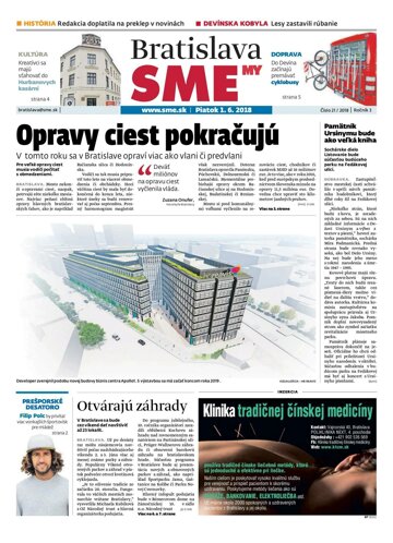 Obálka e-magazínu SME MY Bratislava 1/6/2018