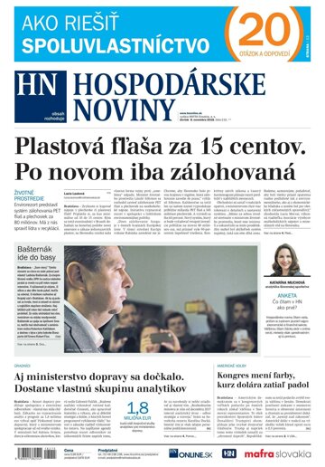 Obálka e-magazínu Hospodárske noviny 08.11.2018