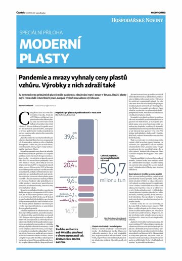Obálka e-magazínu Hospodářské noviny - příloha 072 - 15.4.2021 Moderní plasty