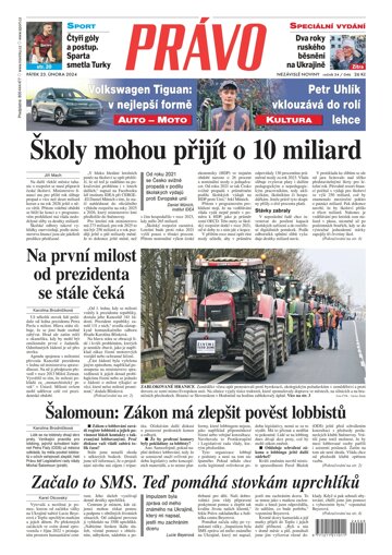 Obálka e-magazínu Deník Právo 23.2.2024