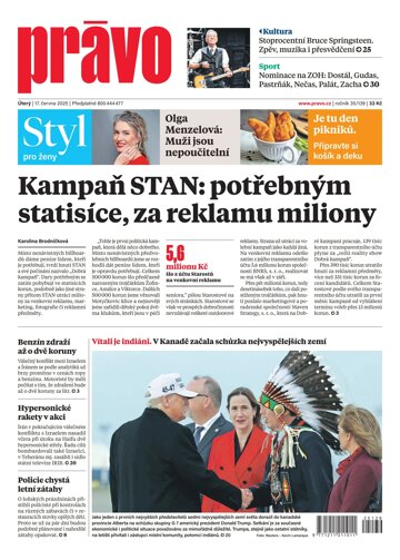 Obálka e-magazínu Deník Právo 17.6.2025
