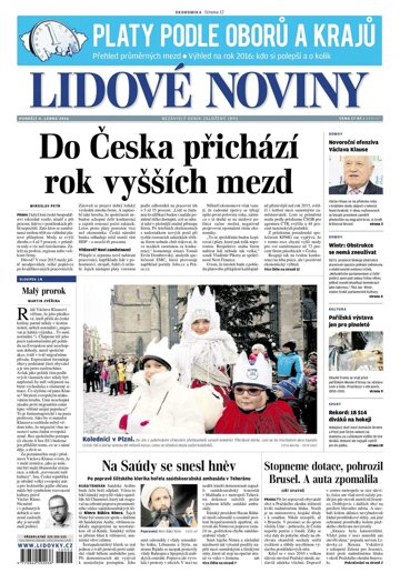 Obálka e-magazínu Lidové noviny 4.1.2016