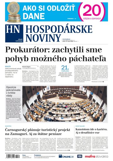 Obálka e-magazínu Hospodárske noviny 27.03.2018