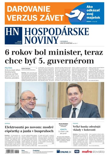 Obálka e-magazínu Hospodárske noviny 28.11.2018