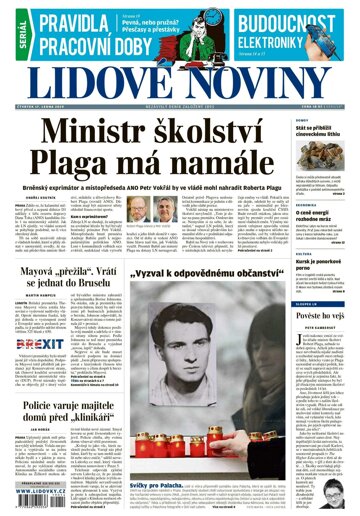 Obálka e-magazínu Lidové noviny 17.1.2019