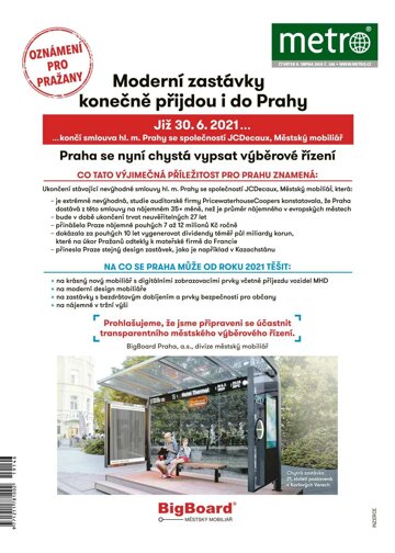 Obálka e-magazínu deník METRO 8.8.2019