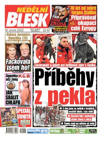 Obálka e-magazínu Nedělní Blesk 19.2.2023