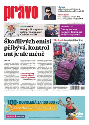 Obálka e-magazínu Deník Právo 15.5.2026