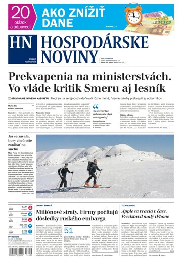 Obálka e-magazínu Hospodárske noviny 22.03.2016