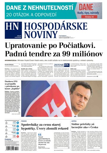 Obálka e-magazínu Hospodárske noviny 24.01.2017