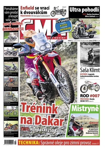 Obálka e-magazínu ČESKÉ MOTOCYKLOVÉ NOVINY 3/2018