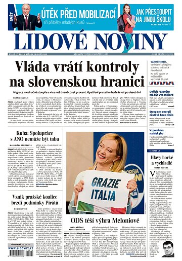 Obálka e-magazínu Lidové noviny 27.9.2022