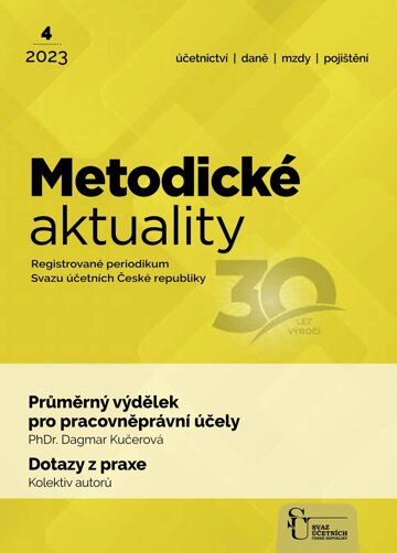 Obálka e-magazínu Metodické aktuality Svazu účetních 4/2023