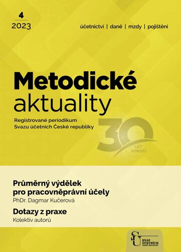 Obálka e-magazínu Metodické aktuality Svazu účetních 4/2023