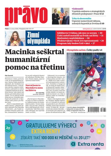 Obálka e-magazínu Deník Právo 6.2.2026