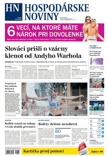 Obálka e-magazínu Hospodárske noviny 11.08.2015
