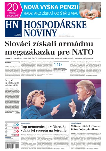 Obálka e-magazínu Hospodárske noviny 03.11.2016