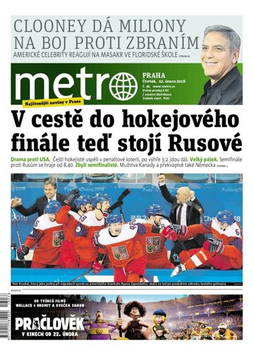 Obálka e-magazínu deník METRO 22.2.2018