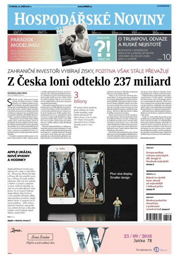 Obálka e-magazínu Hospodářské noviny 177 - 13.9.2018