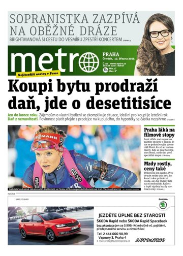 Obálka e-magazínu deník METRO 12.3.2015