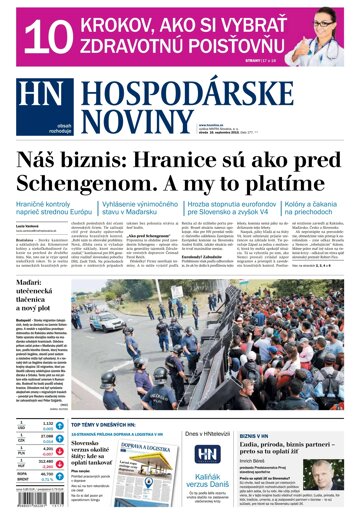 Obálka e-magazínu Hospodárske noviny 16.09.2015