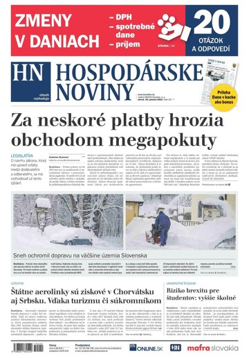 Obálka e-magazínu Hospodárske noviny 29.01.2019