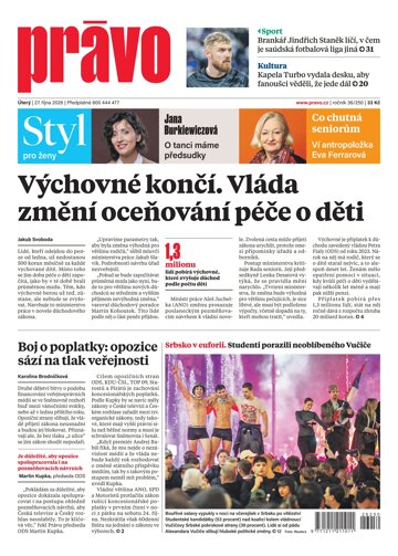 Obálka e-magazínu Deník Právo 27.10.2026