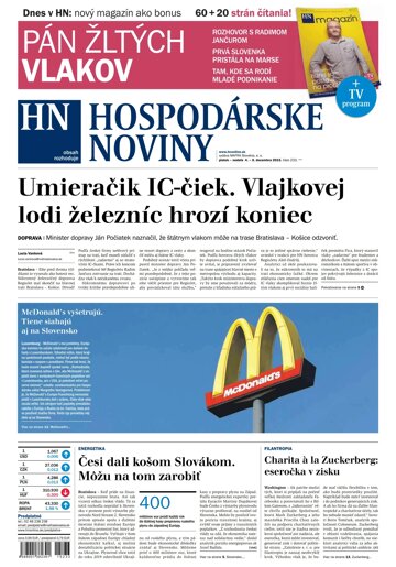 Obálka e-magazínu Hospodárske noviny 04.12.2015