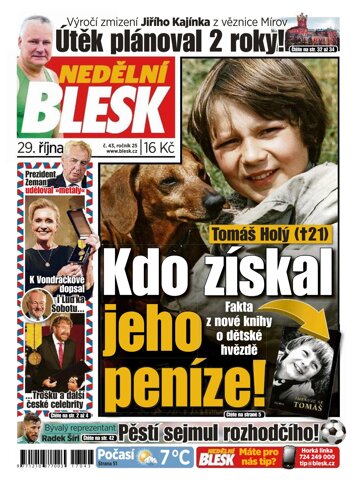 Obálka e-magazínu Nedělní Blesk 29.10.2017