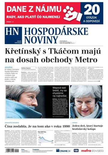 Obálka e-magazínu Hospodárske noviny 22.1.2019