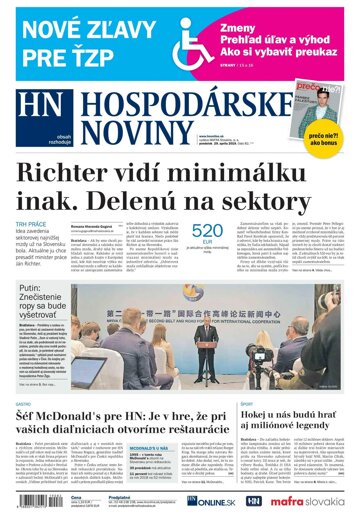 Obálka e-magazínu Hospodárske noviny 29.04.2019