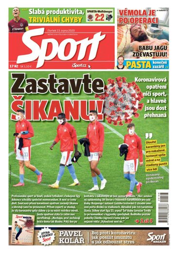 Obálka e-magazínu Sport 13.8.2020