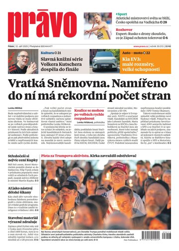 Obálka e-magazínu Deník Právo 12.9.2025