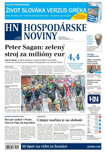 Obálka e-magazínu Hospodárske noviny 27.07.2015