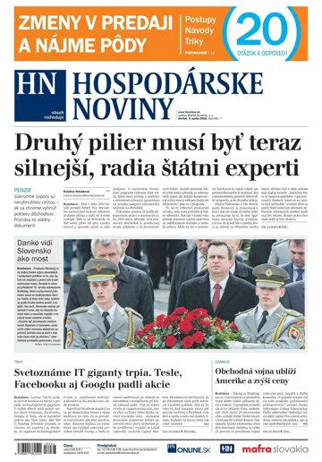 Obálka e-magazínu Hospodárske noviny 05.04.2018