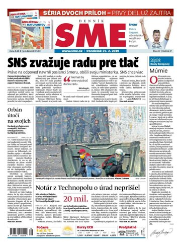 Obálka e-magazínu SME 25.2.2019