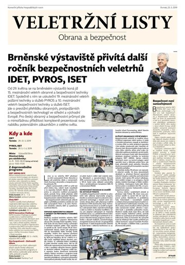 Obálka e-magazínu Hospodářské noviny - příloha 098 - 23.5.2019 obrana a bezpečnost
