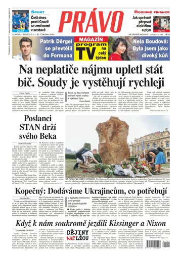Obálka e-magazínu Deník Právo 22.6.2024