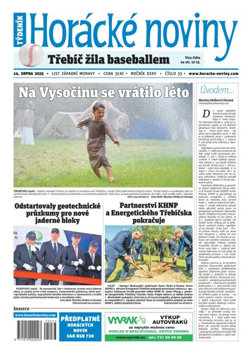 Obálka e-magazínu Horácké Noviny 33/2025