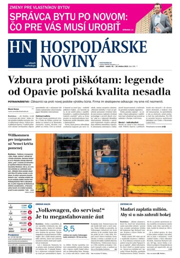 Obálka e-magazínu Hospodárske noviny 16.10.2015
